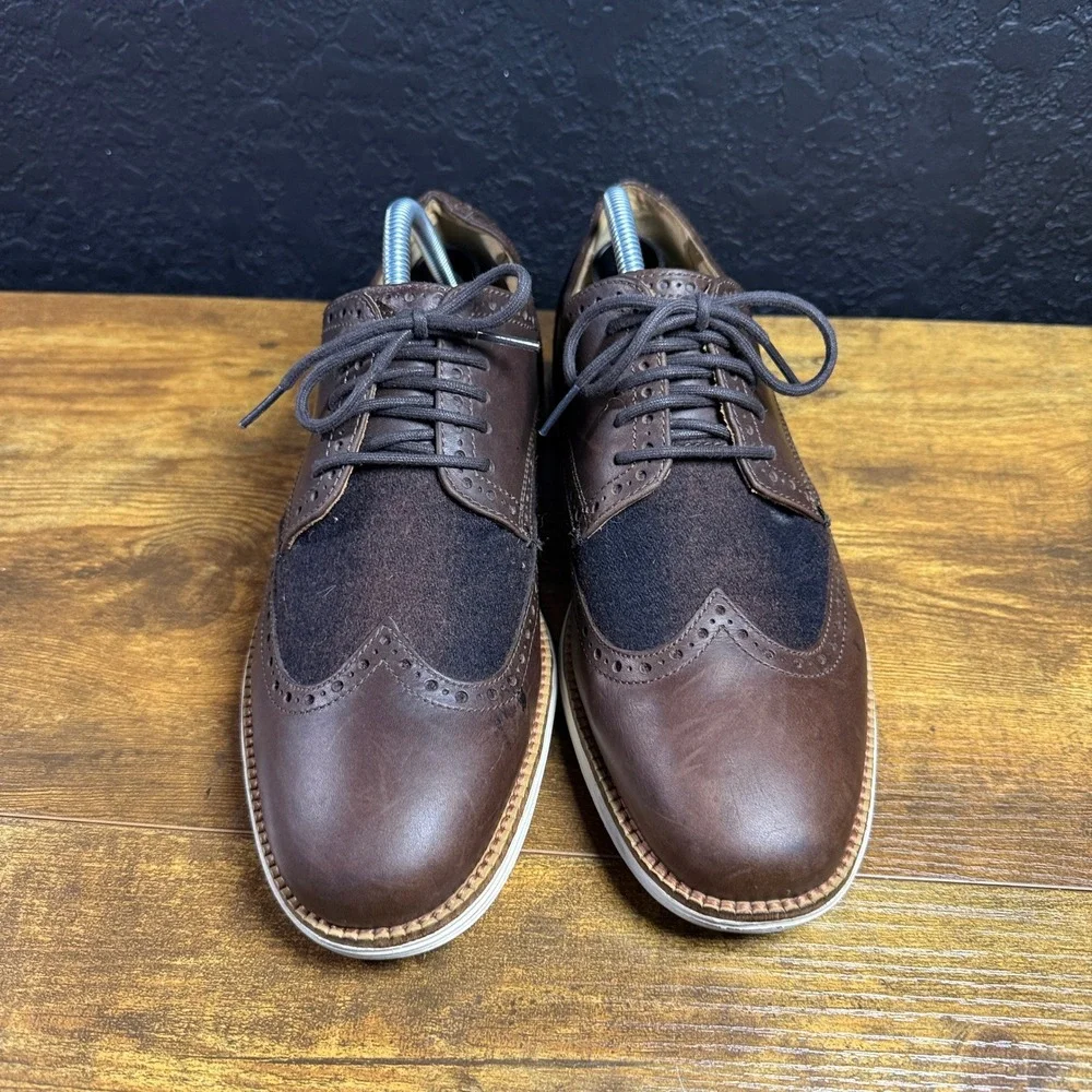 Cole Haan OriginalGrand C23413 Brown Leather Wool Wingtip Oxford Mens 8.5W